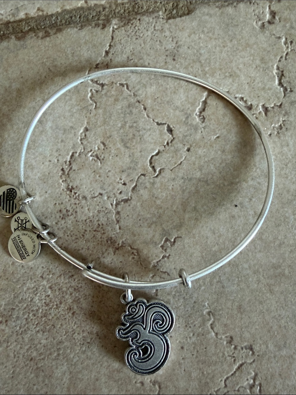 Alex and Ani Silver-Tone Om Charm Bangle Bracelet